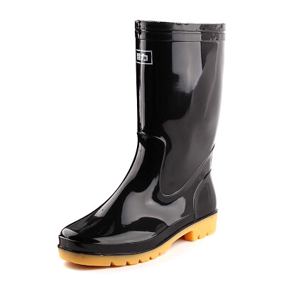 

Pull back Warrior rain boots mens high-profile waterproof rain boots outdoor rain boots work shoes overshoes HXL807 black in the cylinder 43
