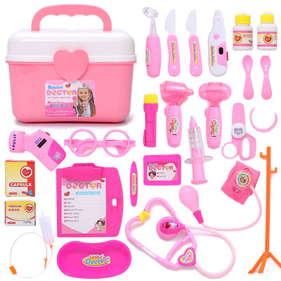 

Babamama doctor toy set of 25 at home children&39s early childhood education with photoelectric medical box B1001 pink