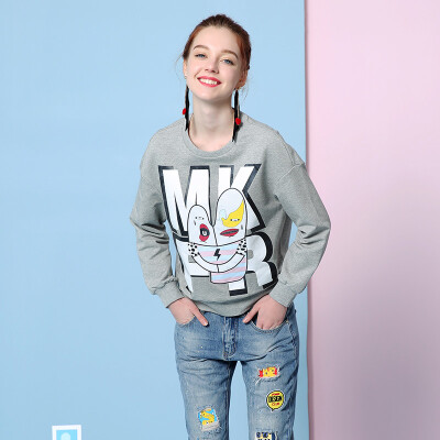 

Mark Huafei women 2017 autumn clothing sweater cartoon letters sets of sweater women 426304021020 light gray