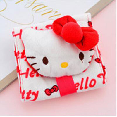 

Girls Cute Pink KT Cat Cosmetic Bag Sanitary Napkin Bag Comfortable Plush Small Bags