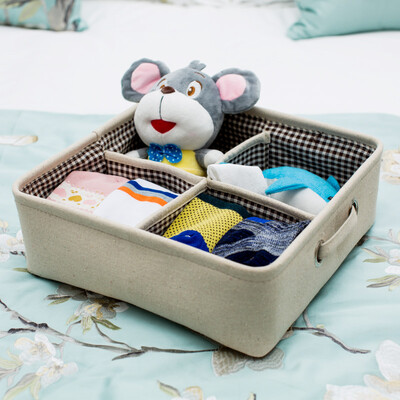 

EDO padded fabric desktop storage box four underwear storage box sundries snack storage box TH1197