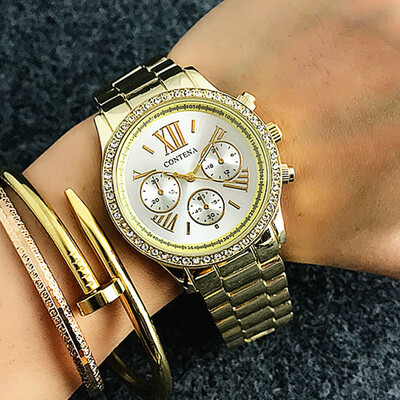 

CONTENA Fashion Women Rhinestone Wrist Watches New Design Luxury Ladies Diamond Watch Business Quartz Watch