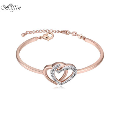 

2017 New Fashion Charm Hearts Bracelets Bangles Crystal From Austrian For Women Weddings Party Brand Jewelry Gifts