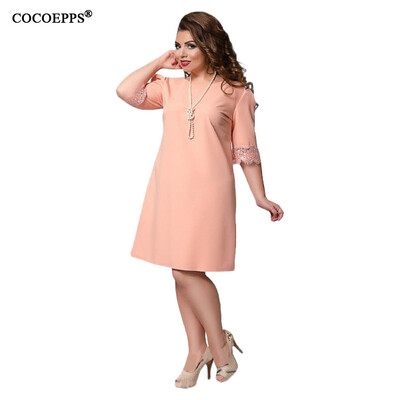 

COCOEPPS 2017 Plus Size Women Lace Dress Summer Large Size Patchwork Ladies Office Dresses Big Size Evening Loose Vestidos 6XL