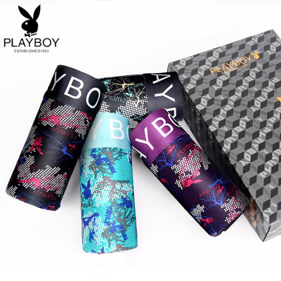 

Playboy PLAYBOY 5280 Men&39s underwear Men&39s flat pants in the waist four pants elastic loose shorts 4 gift box multi-color