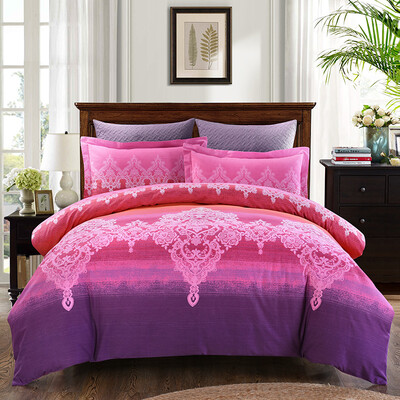 

Four-piece cotton four-piece cotton brushed printed linen four-piece set Hertz cotton bedding suite double 15-meter double bed 200 230cm