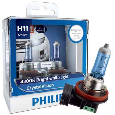 

Philips 12 В 55 Вт crystalvision галогенные фары 2 шт. H1 H4 H7 H11 HB4/9006 4300 К 1100lm/ каждый авто спереди лампы автомобиля F