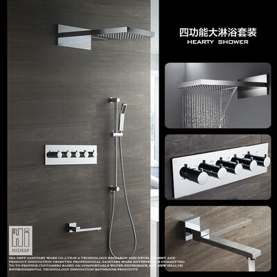

HIDEEP Система ливневой дождевой воды Полированная хромированная ванна и душ Смеситель для ванной комнаты Роскошный смеситель для