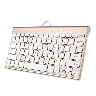 

BOW HW086A metal wired USB ultra-thin keyboard gold 78 key