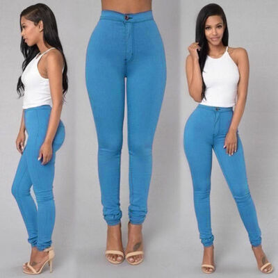 

CANISWomen Pencil Stretch Casual Look Denim Skinny Jeans Pants High Waist Trousers 01