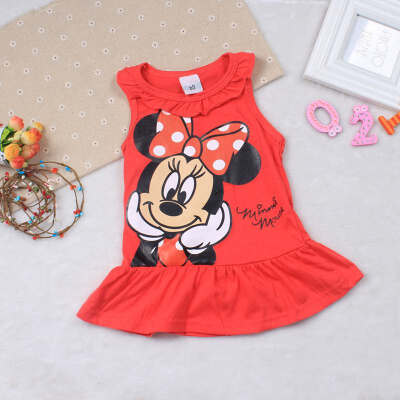 

Baby Girls Dresses Summer Clothes Cute Cartoon Mickey Print Cotton Sleeveless Children Infant Dress For Girls