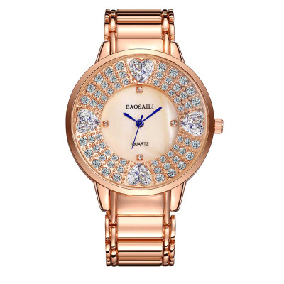 

BAOSAILI Imitation Diamond Gold Watch Women Luxury Watch Fashion Ladies Quartz Wristwatch Waterproof Dress Clock