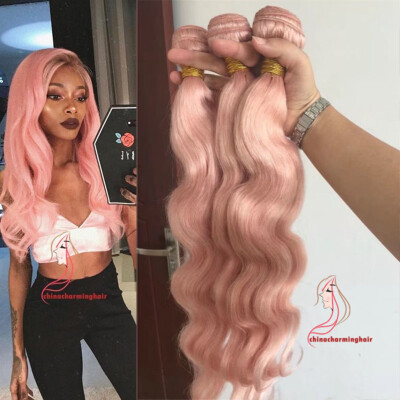 

pink Body Wave Human Hair Weave Bundles3pcs Pink Human Hair weaving weft Extensions