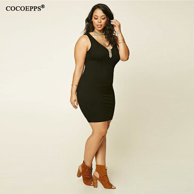 

COCOEPPS L-6XL Women sleeveless Plus Size Dresses New Fashion Vest Summer Casual Dress black red Tank Short Dress Vestidos