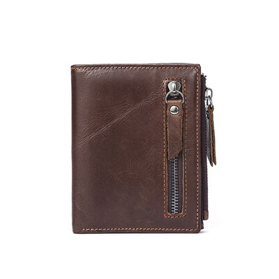 

DALFR Genuine Leather Mens Wallet Fashion Short Wallets for Men Cowhide Male Wallet Men Bag Genuine Leather 2017