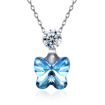 

VenomLV Ladies Necklace Butterfly Pendants Women Crystal from Swarovski S925 Silver Platinum Plated