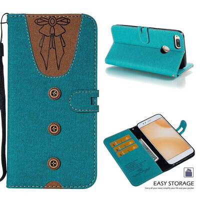 

MOONCASE Millet Mi A1 Mi 5X stitching embossed womens leather case - green