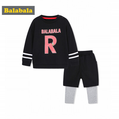 

【Jingdong distribution】 Balabala (balabala) children's clothing two-piece boy suit children's autumn children's clothing baby pants tide 28043171118 black 130