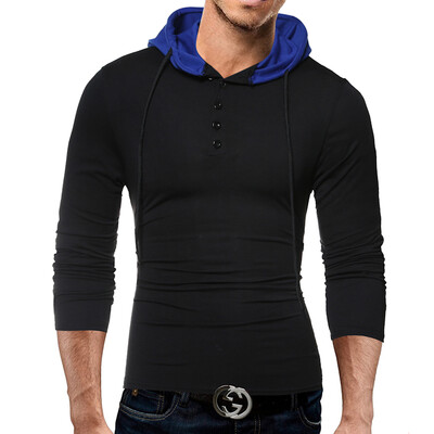 

Male 2017 Brand Long Sleeve Button Stitch T Shirt Collar Slim Men T-Shirt Tops Fashion Mens Tee Shirt T Shirts XXXL