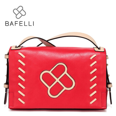 

BAFELLI genuine leather shoulder bag autumn&winter new arrival crossbody bag vintage weave postman bag red black womens bag