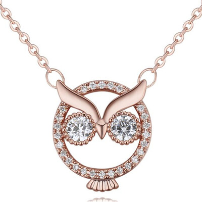 

Cubic Zirconia Fashion Jewelry Owl Necklace Pendant For Women High Quality Friendship Party Gift 26131