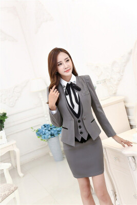 

New Plus Size Female Jackets Blazers Novelty Grey Formal Uniform Design Slim Fashion 2015 Autumn Winter Business Women Blaser