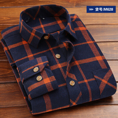 

Youth Casual Men Long Sleeve Shirt Spring Autumn Silm Fit Splice Color Lattice Fashion