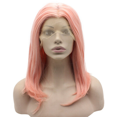 

Iwona Synthetic Hair Lace Front Should Straight Light Pink Wig
