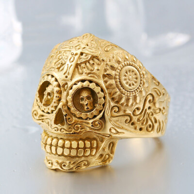 

Mens Gothic Carving Ring Man Stainless Steel High Quality Detail Biker Skull Jewelry For Boy The Lord Of Ring