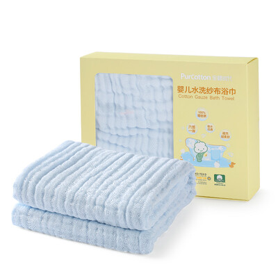 

Cotton era PurCotton edging section washed gauze bath towel towel 6 layer 9595cm blue 1 box