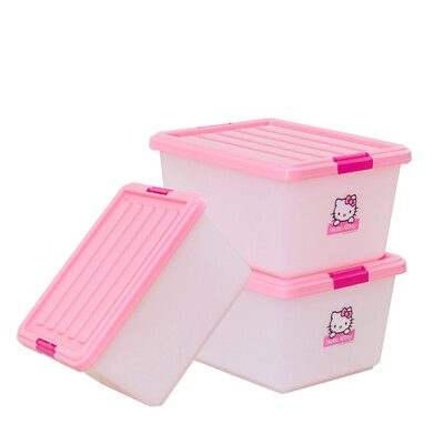 

Alice IRIS HELLO KITTY Green Plastic Storage Organizer Storage Box KCB-25 Powder 28L 3 Pack