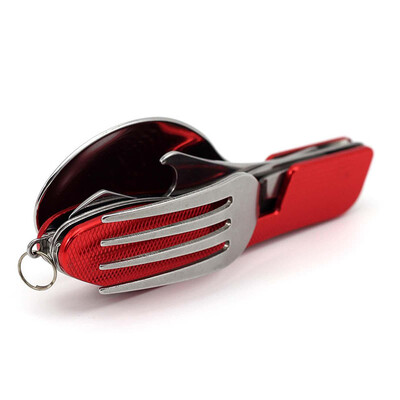 

Cntomlv Hot Multifunction Outdoor Camping Picnic Tableware Stainless Steel Cutlery 4 in 1 Folding Fork Knife&Bottle Opener