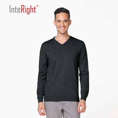 

INTERIGHT50 Wool Men Business Casual V Collar Sweater Dark Blue  Code