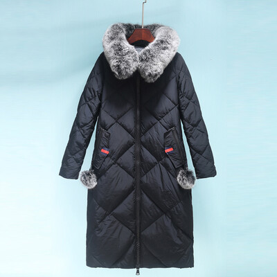 

2017 fashion new down jacket ladies long section ladies winter coat large fur collar coat