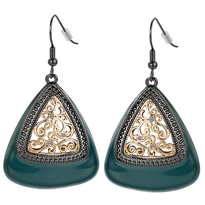 

Yoursfs Classic Black Enamel Dangle Chic Earrings for Women Rhinestone Hollow Flower Jewelry