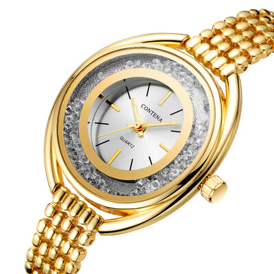 

CONTENA Luxury Fashion Stainless Steel Women Bracelet Watches Diamonds Ladies Dress Wristwatches Elegant Unique Clock