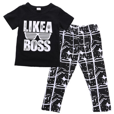

Kids Short Sleeve Baby Boy Summer Clothes Casual Tops T-shirtPants 2pcs Outfits