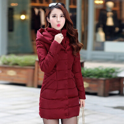 

2017 New Winter Coat Long Thick Cotton Padded Jacket Warm Cotton Slim Down Jackets