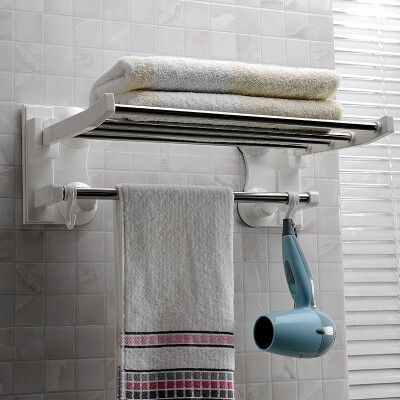 

【Jingdong Supermarket】 Shuangqing Home Bathroom Folding Suction Cup Towel Rack Stainless Steel Towel Rack 40cm SQ-1905