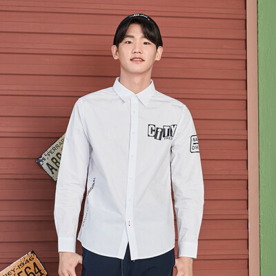 

Semir long-sleeved shirt male 2017 autumn men's loose cotton cotton street print Korean shirt tide 13316051015 black M
