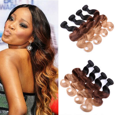 

Queen Hair Brazilian Body Wave Brazilian Virgin Hair Ombre 4 Bundles Ombre Brazilian Hair Weave Bundles 1B/4/27 Ombre Human Hair