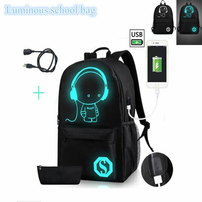 

Fashion Noctilucent Mens Backpack Anime Luminous Backpack Teenagers Men Womens Student Cartoon School Bags Casual Backpack