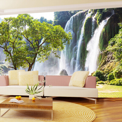 

Пользовательские обои Mural 3D Wall Mural Природные пейзажи Водопады и зеленое дерево Обои для рабочего стола Нетканые настенные покрытия Бумага