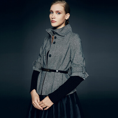 

Marc Rebecca Short Knit Womens Knit Woolen Woolen Jacket Coat 45469A Flower Gray