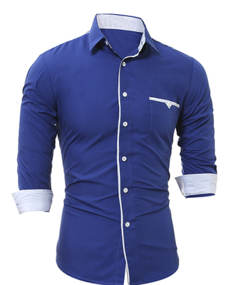 

Brand 2017 Fashion Male Shirt Long-Sleeves Tops Classic Cloth Pocket Trim Mens Dress Shirts Slim Men Shirt