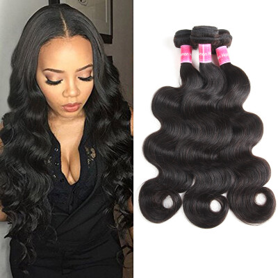 

Fine Plus Body Wave 3 Bundles Brazilian Unprocessed Virgn Human Weave Mixed Length Natural Color Can be Dyed and Bleached