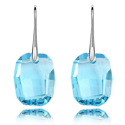 

High Quality Jewelry Big Blue Crystal Long Drop Dangle Earrings For Women Vintage Fashion Jewelry 5322