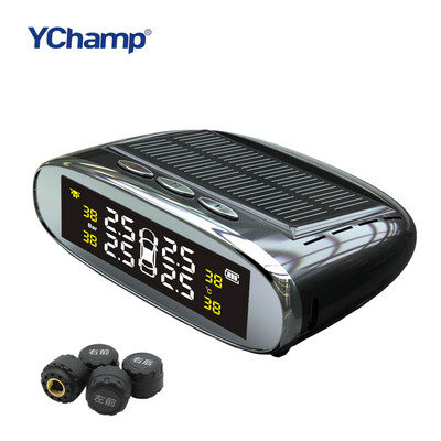 

YChamp Smart Car TPMS Tyre Pressure Monitoring System Solar Power charging Digital LCD Display Auto Security Alarm Systems