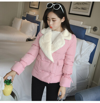 

2017 Cotton Clothes Women's Short Jacket Coat Winter Cute Jacket Women's Winter Skirt Student's Buns