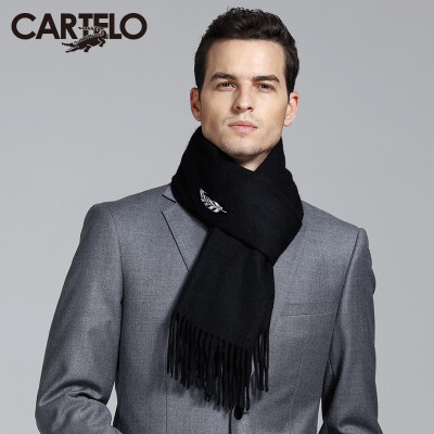 

Card Di Le Crocodile (CARTELO) cashmere scarves male winter simple fashion warm thick gift boxed CC57C11131 black